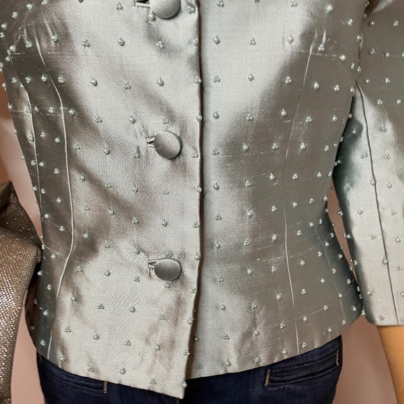 Baby blue 100% silk beaded sixties vintage jacket! - Picture 4 of 11